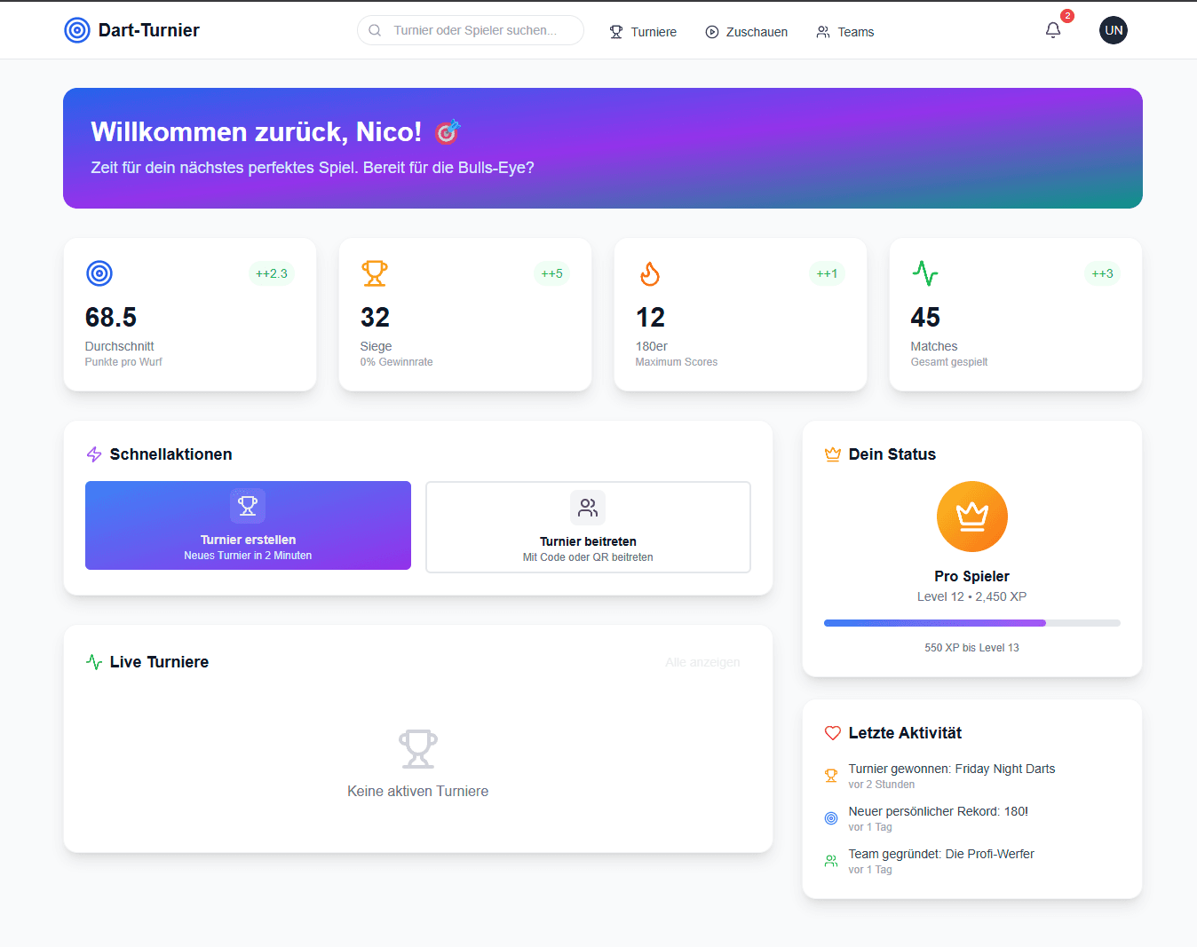 Dart Tournament Platform